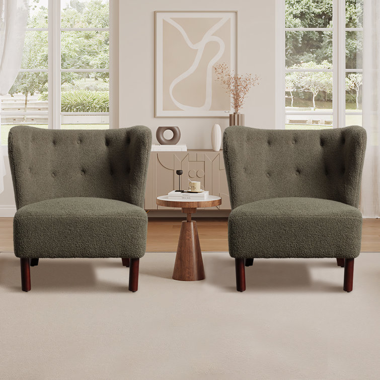Oliver Upholstered Accent Chair, Armless Chair With Wooden Legs